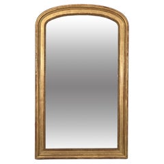 Antique Large French Arch Top Gilt Mirror (H 54 1/4 x W 32 3/4)