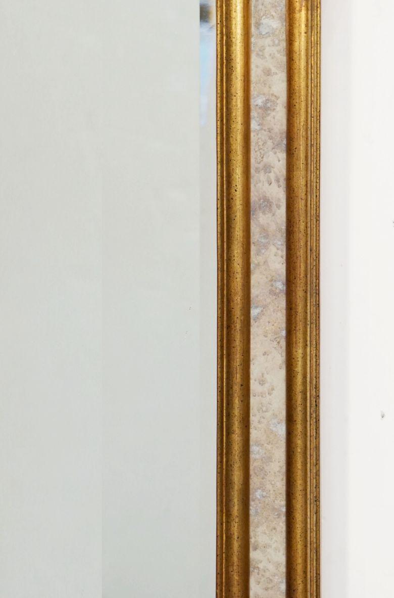 Bois Grand miroir mural français à arc de cercle doré (H 45 1/2 x L 27 1/2) en vente