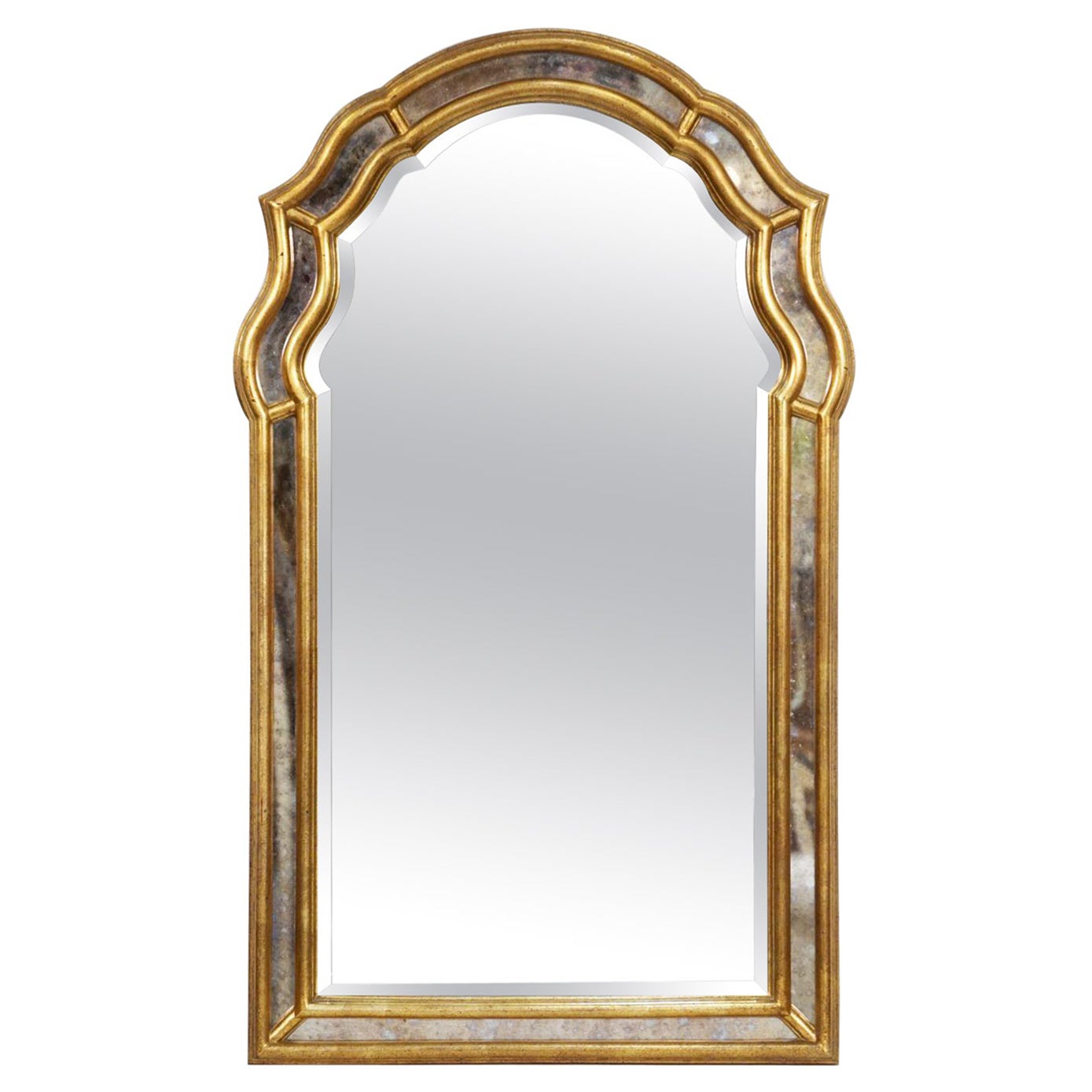 Large French Arch-Top Gilt Wall Mirror (H 45 1/2 x W 27 1/2) For Sale