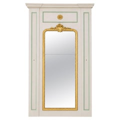 Large French Architectural Trumeau Mirror Panel with Antique Giltwood Elements