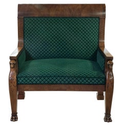 Large French Mahogany Empire Style Armchair, c 1880
