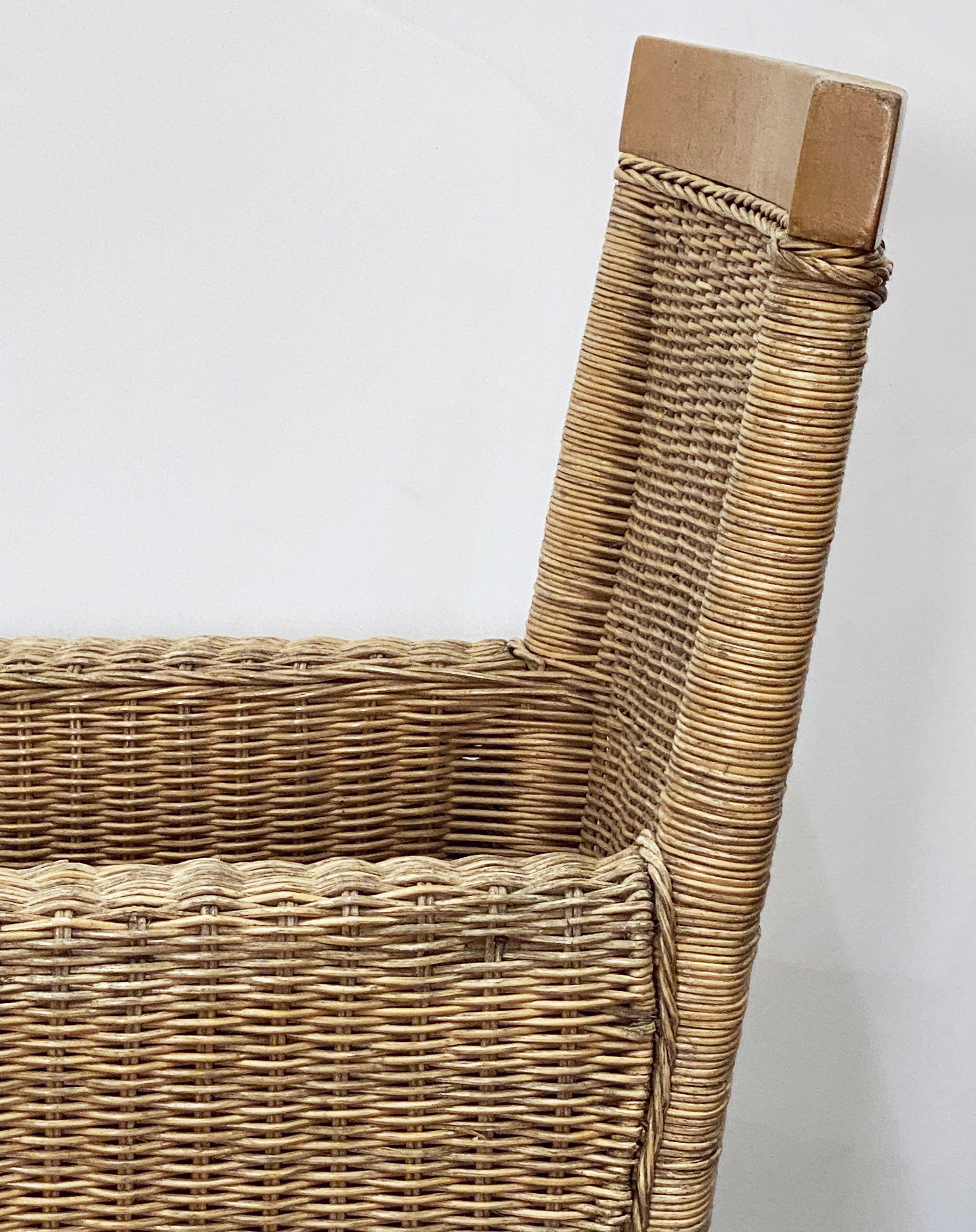 Large French Armchair of Beechwood and Woven Wicker Cane, 'Two Available' For Sale 7