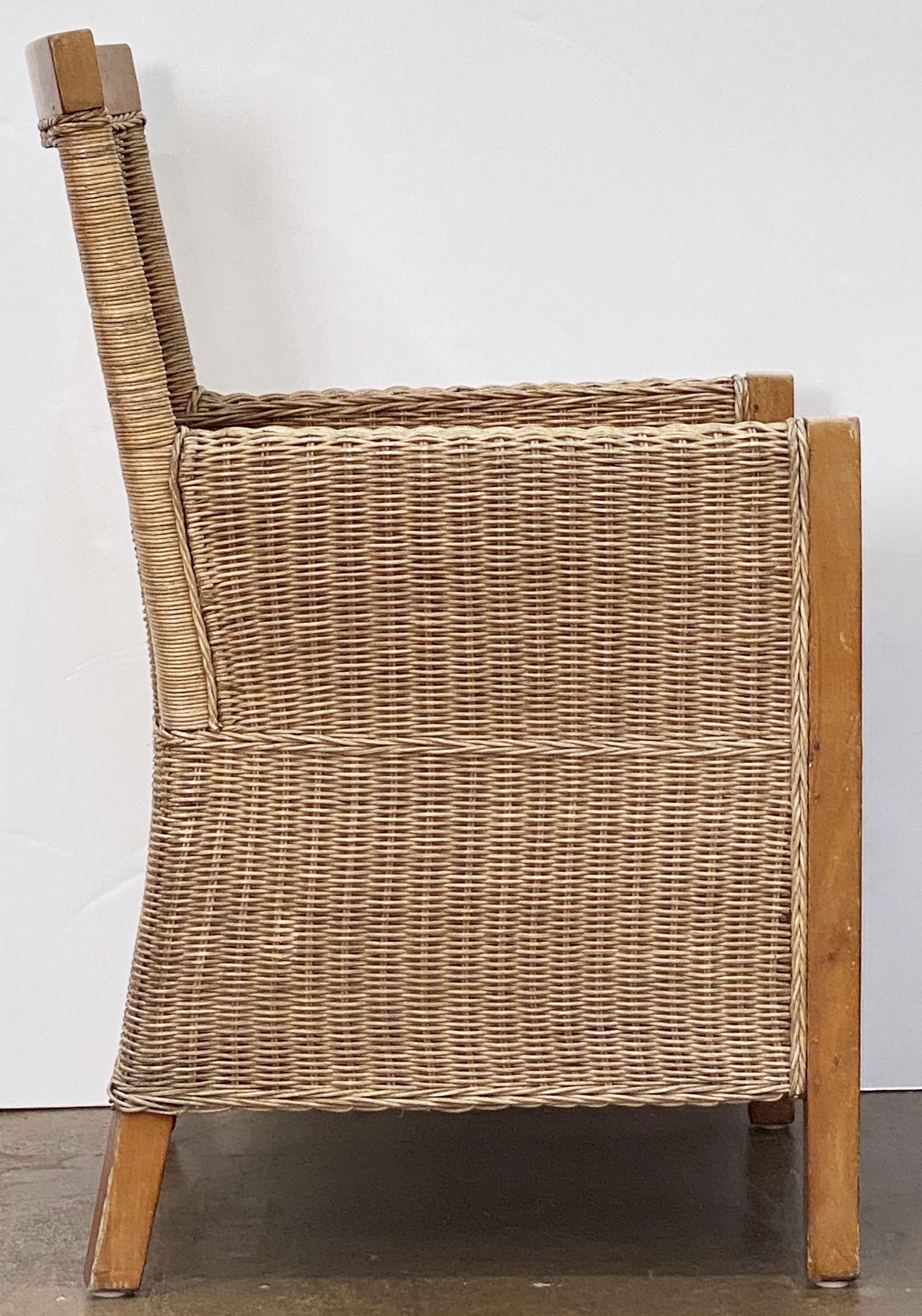 Large French Armchair of Beechwood and Woven Wicker Cane, 'Two Available' For Sale 10