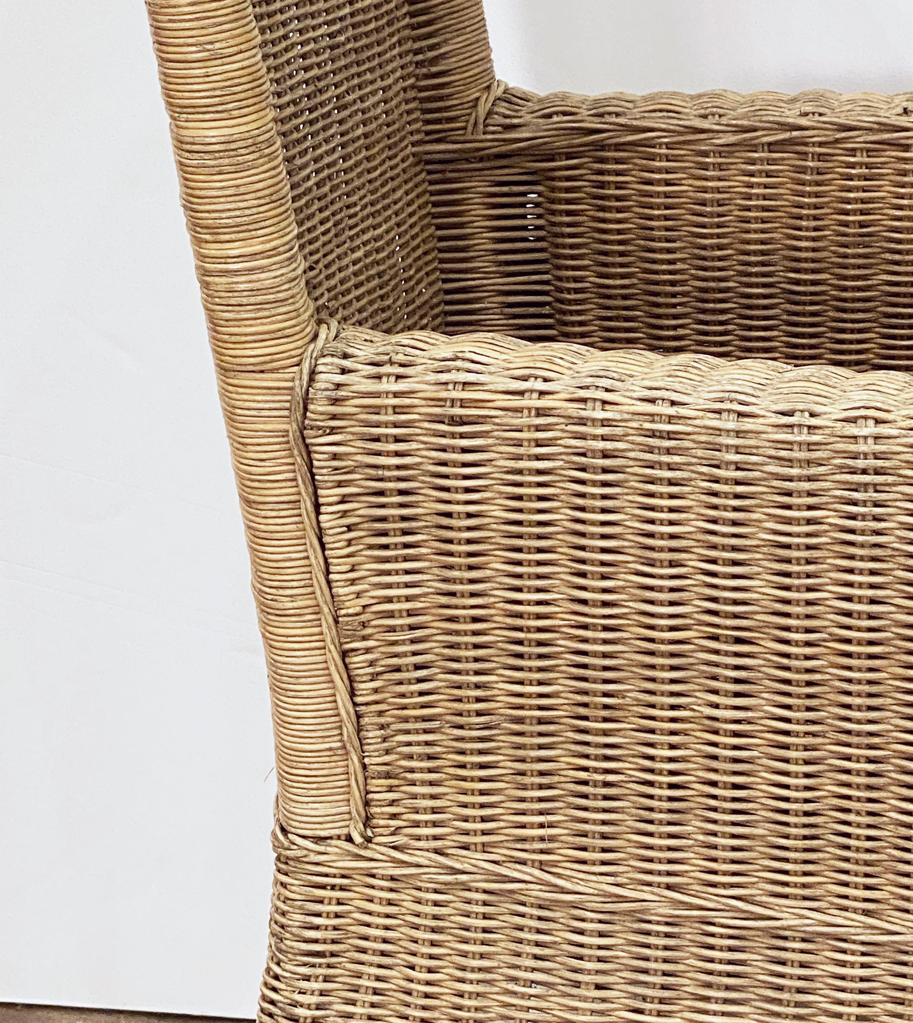 Large French Armchair of Beechwood and Woven Wicker Cane, 'Two Available' For Sale 11