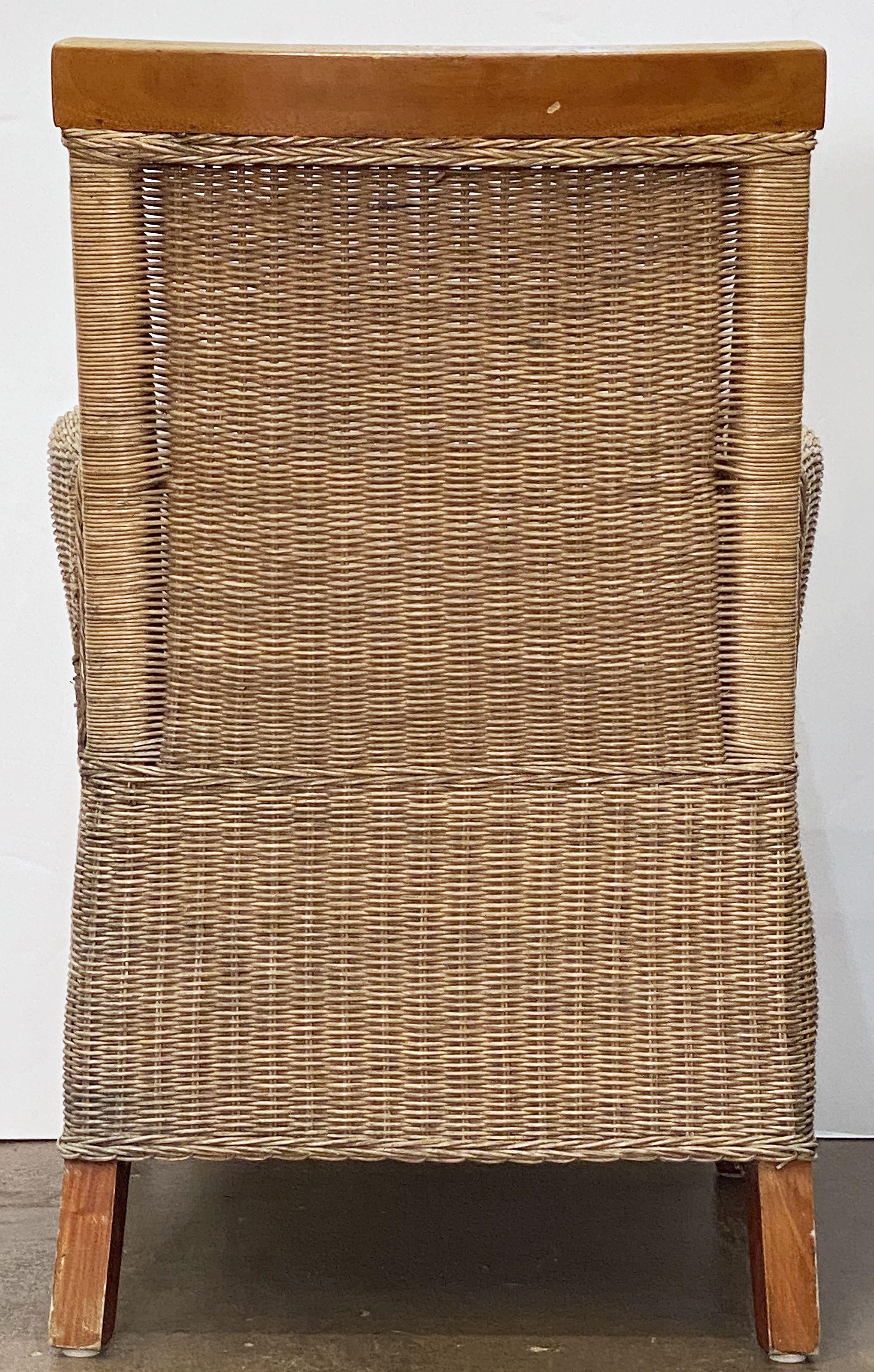 Large French Armchair of Beechwood and Woven Wicker Cane, 'Two Available' For Sale 14