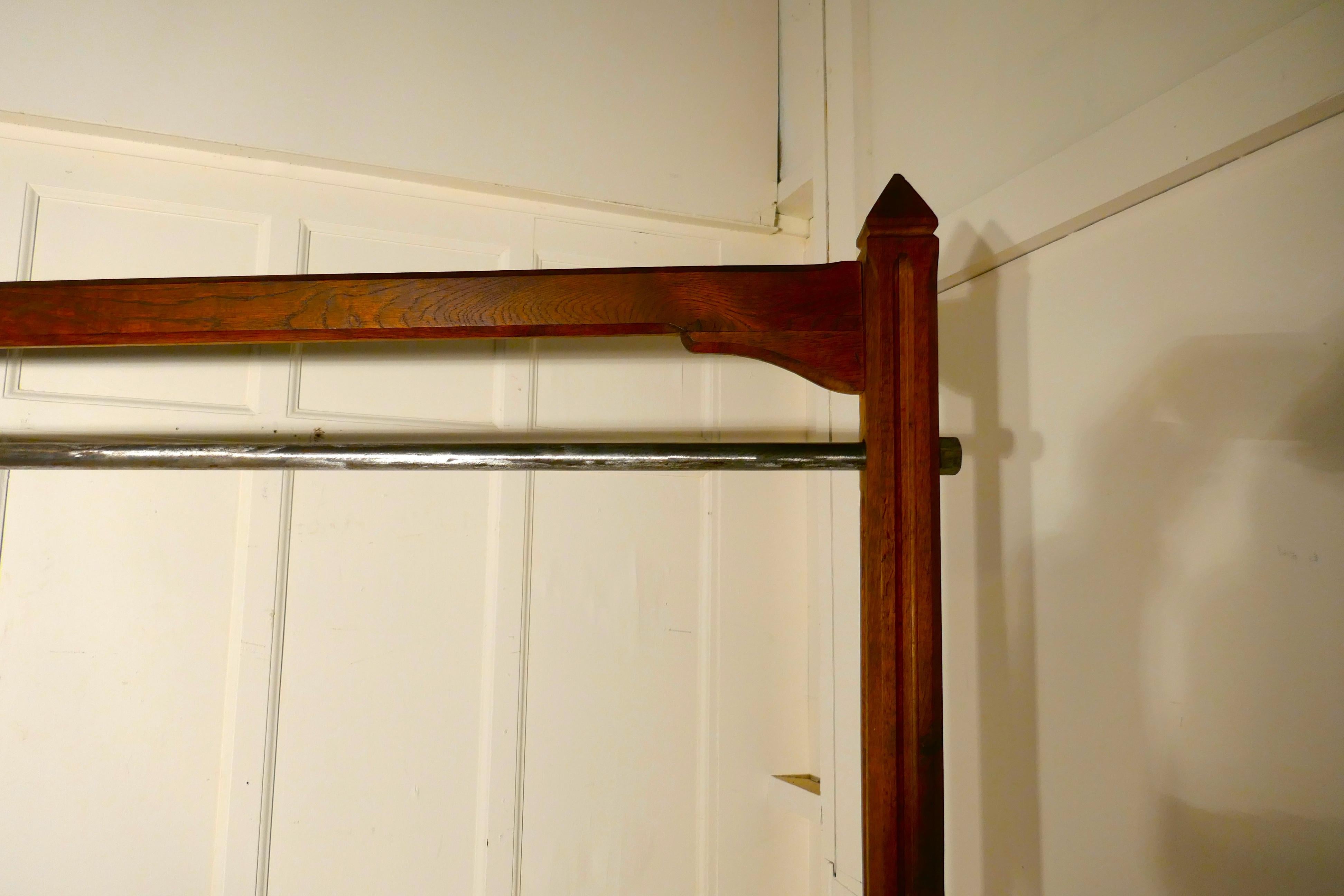 Arts and Crafts Large French Art & Crafts Golden Oak Clothes Rail