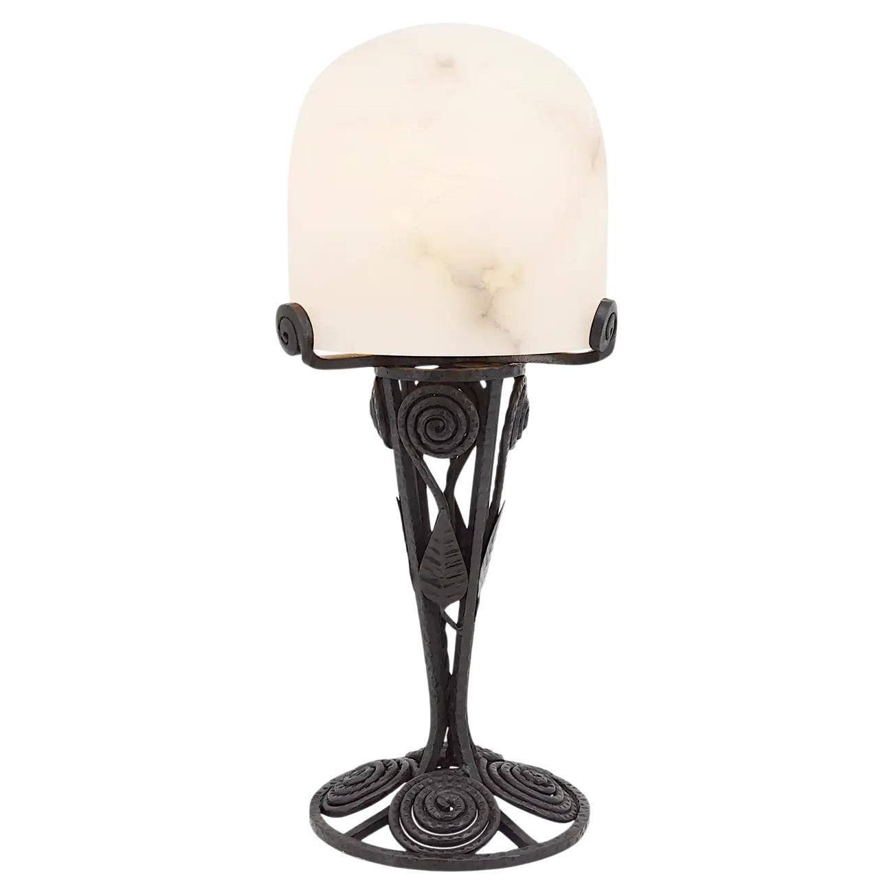 A 1920's Monumental French Art Deco Alabaster Table Lamp at 1stDibs