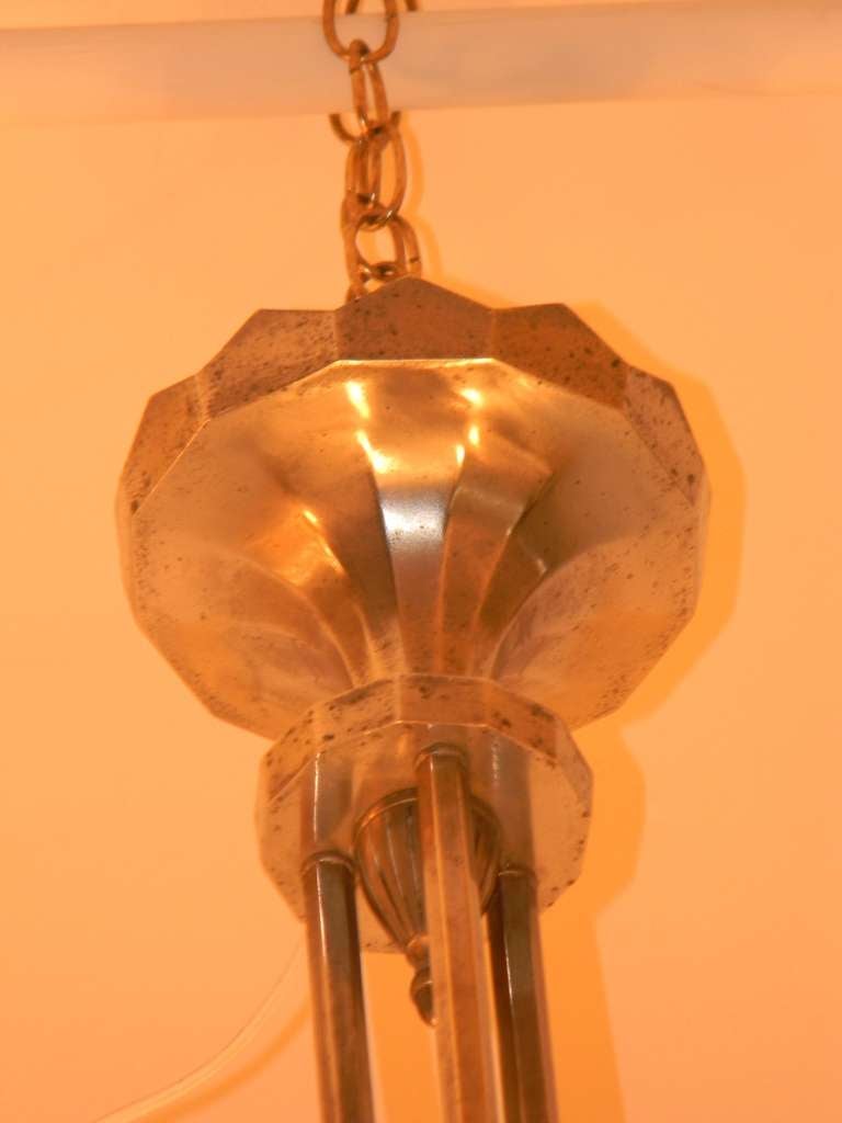Large French Art Deco Atelier Petitot Chandelier, Stunning 2