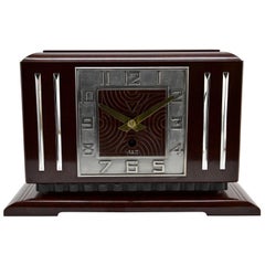 Large French Art Deco Bakelite Clock by Jaz, France, 1930s