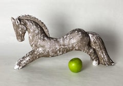 Grand cheval en céramique de style Art déco français, attribué à Colette Guéden pour Primavera