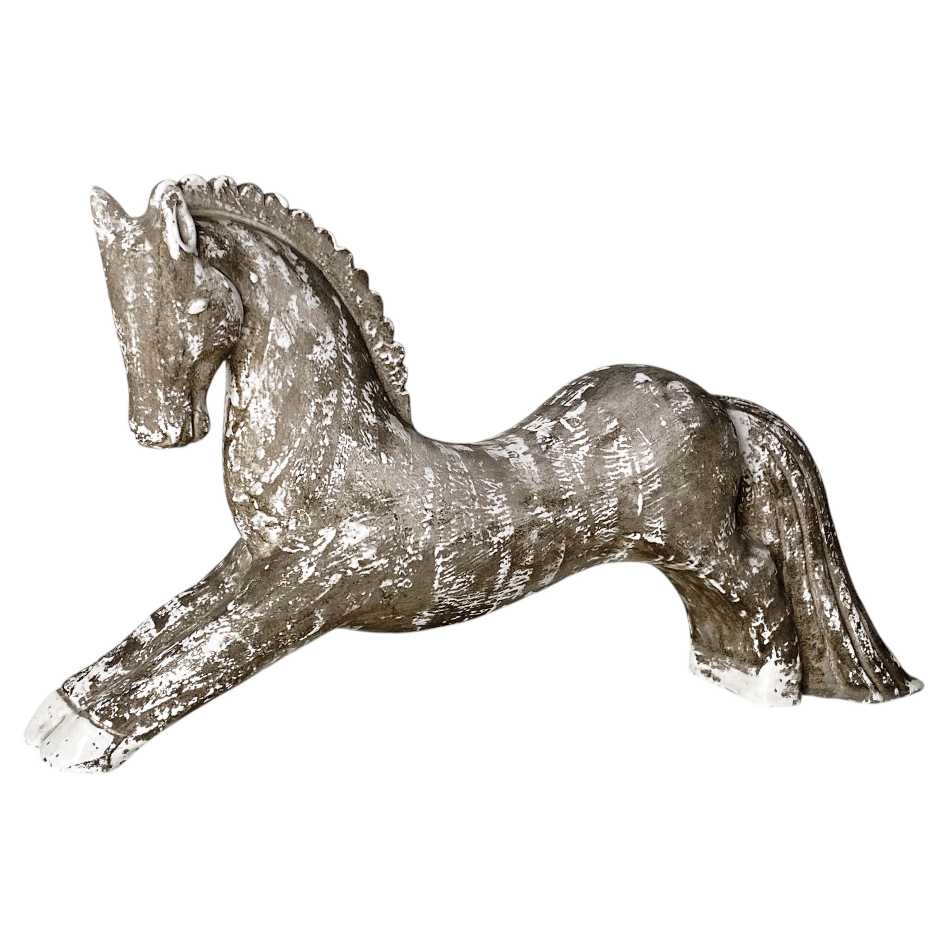 Large French Art Deco Ceramic Horse Attributed to Colette Guéden for Primavera