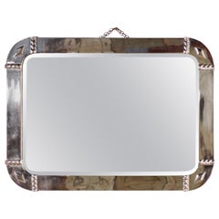 Large French Art Deco Chrome Wall Mirror
