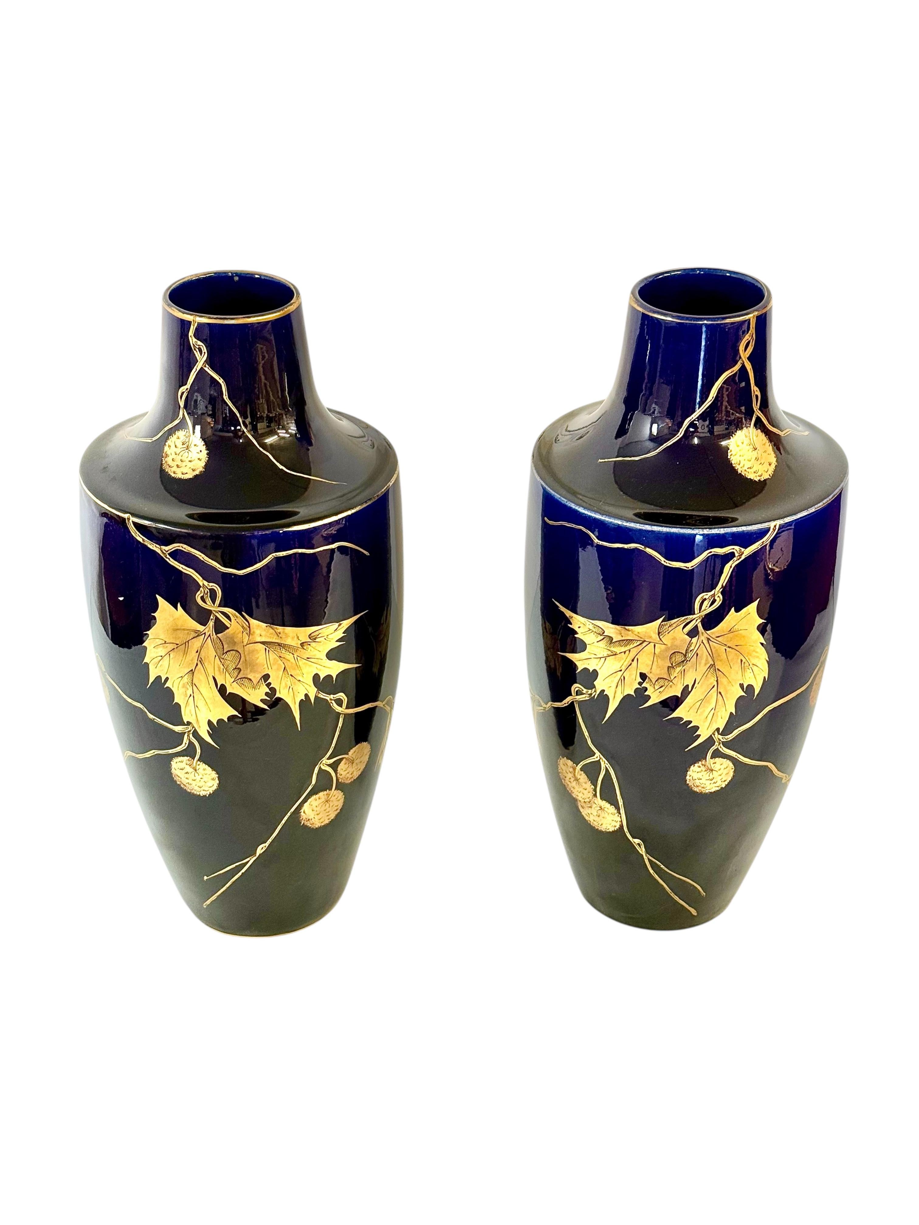 Francese Grandi vasi francesi in maiolica Art Déco di Gustave Asch, 1920 circa in vendita