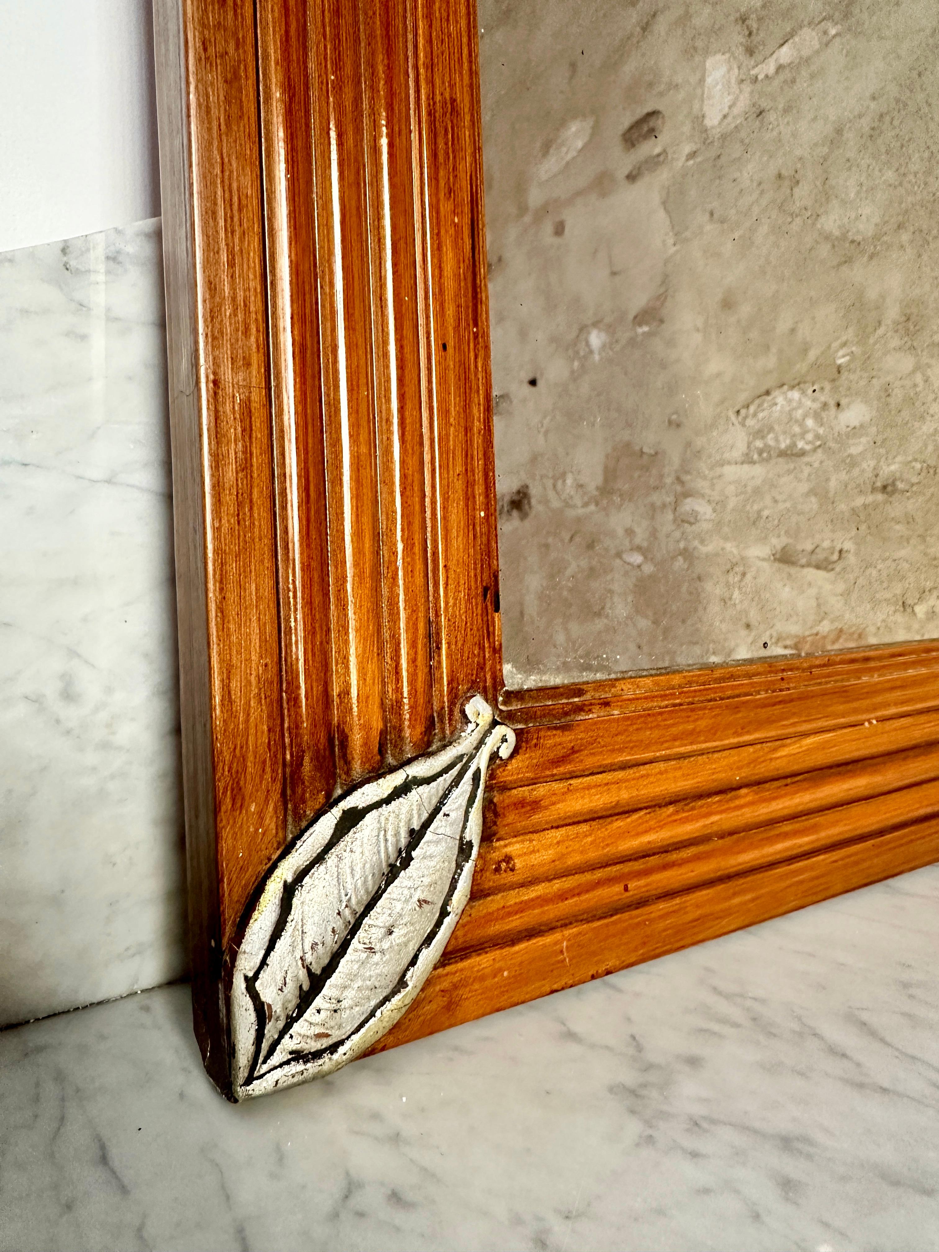 Large French Art Deco Fruitwood Mirror In Good Condition For Sale In London, GB