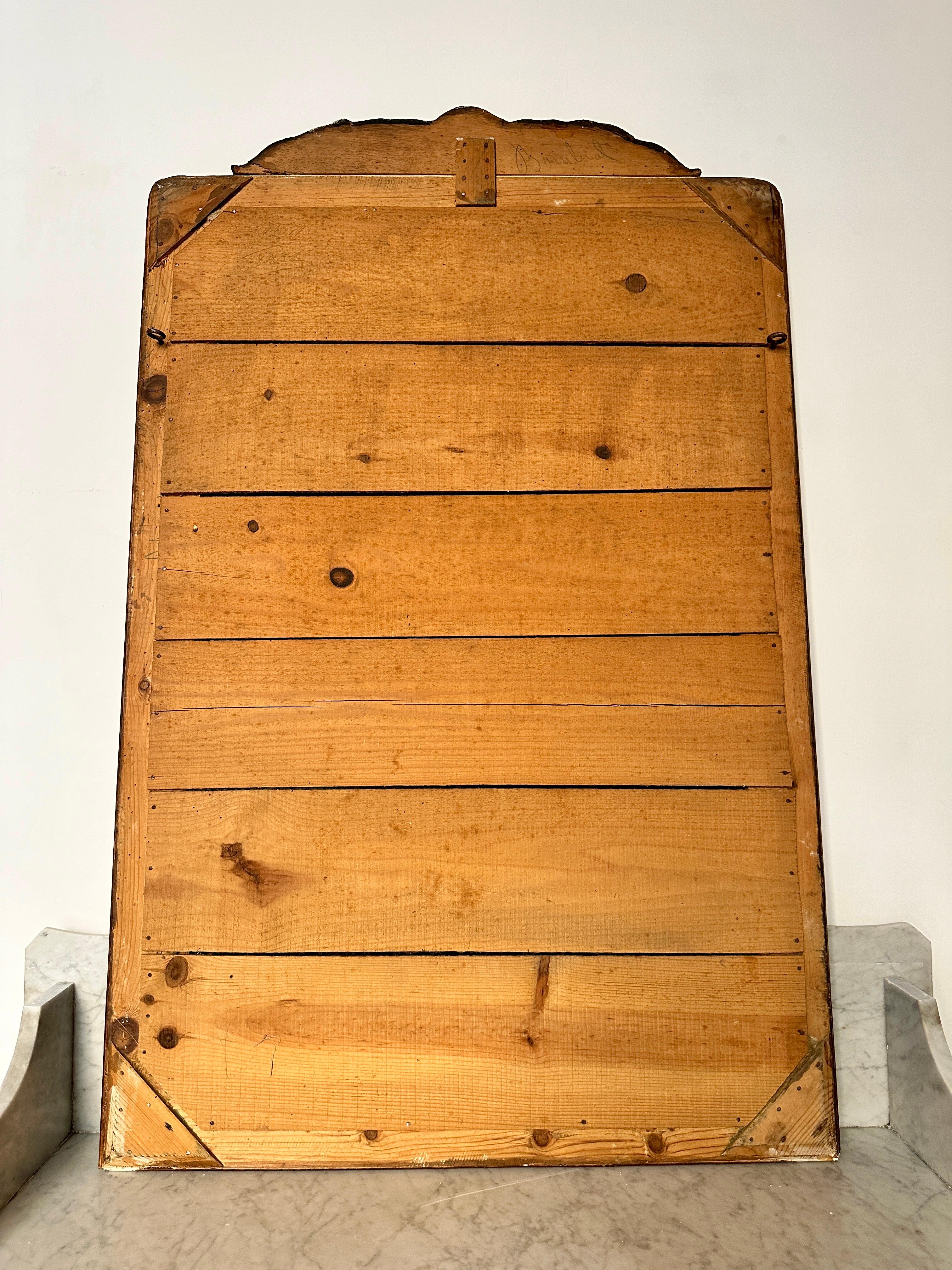Cherry Large French Art Deco Fruitwood Mirror For Sale