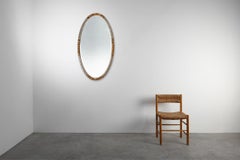 Large French Art Deco gilded and silvered Oval Mirror, ca. 1910