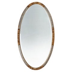 Large French Art Deco gilded and silvered Oval Mirror, ca. 1910