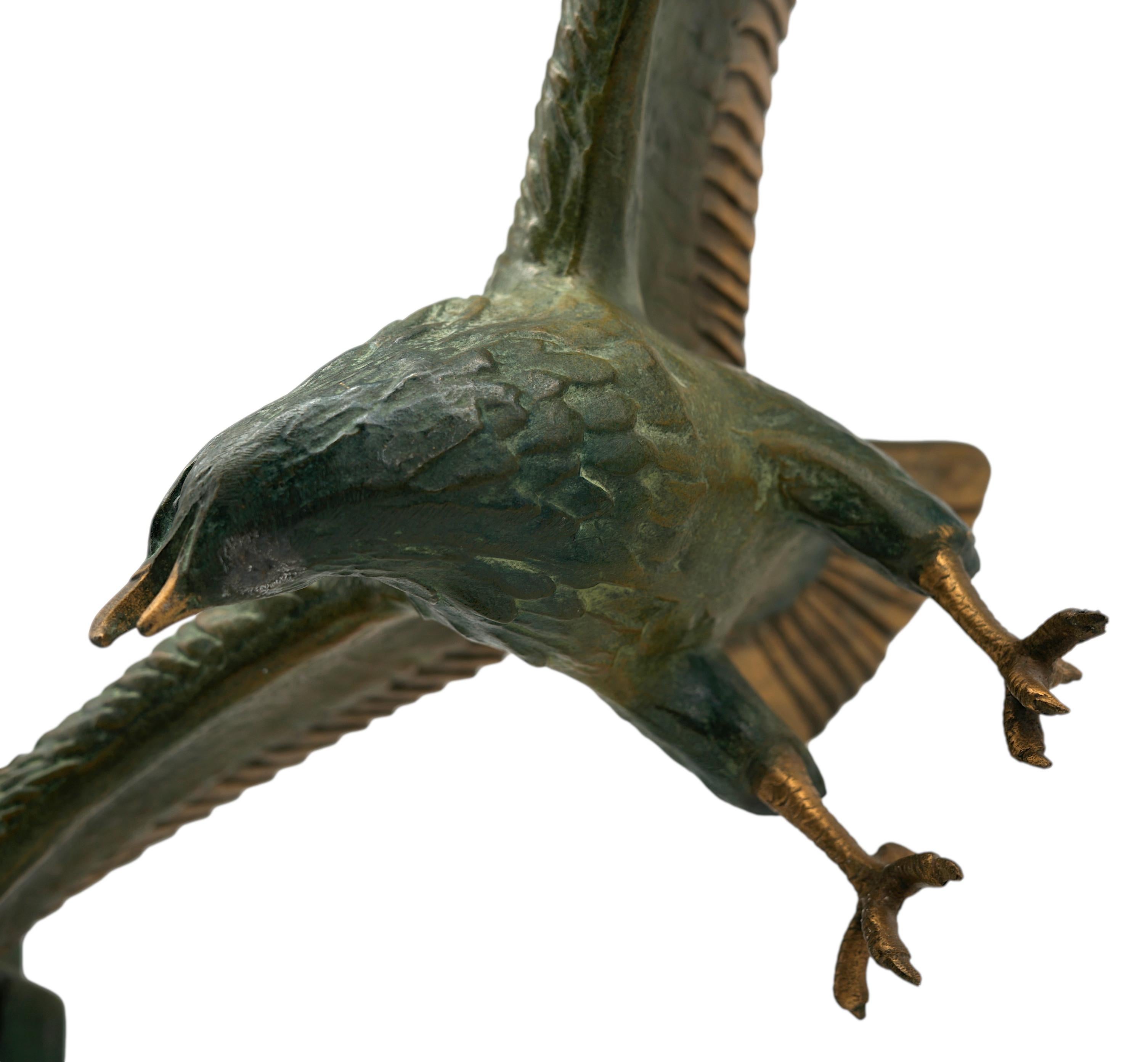 Large French Art Deco Golden Eagle Sculpture, 1920 For Sale 2