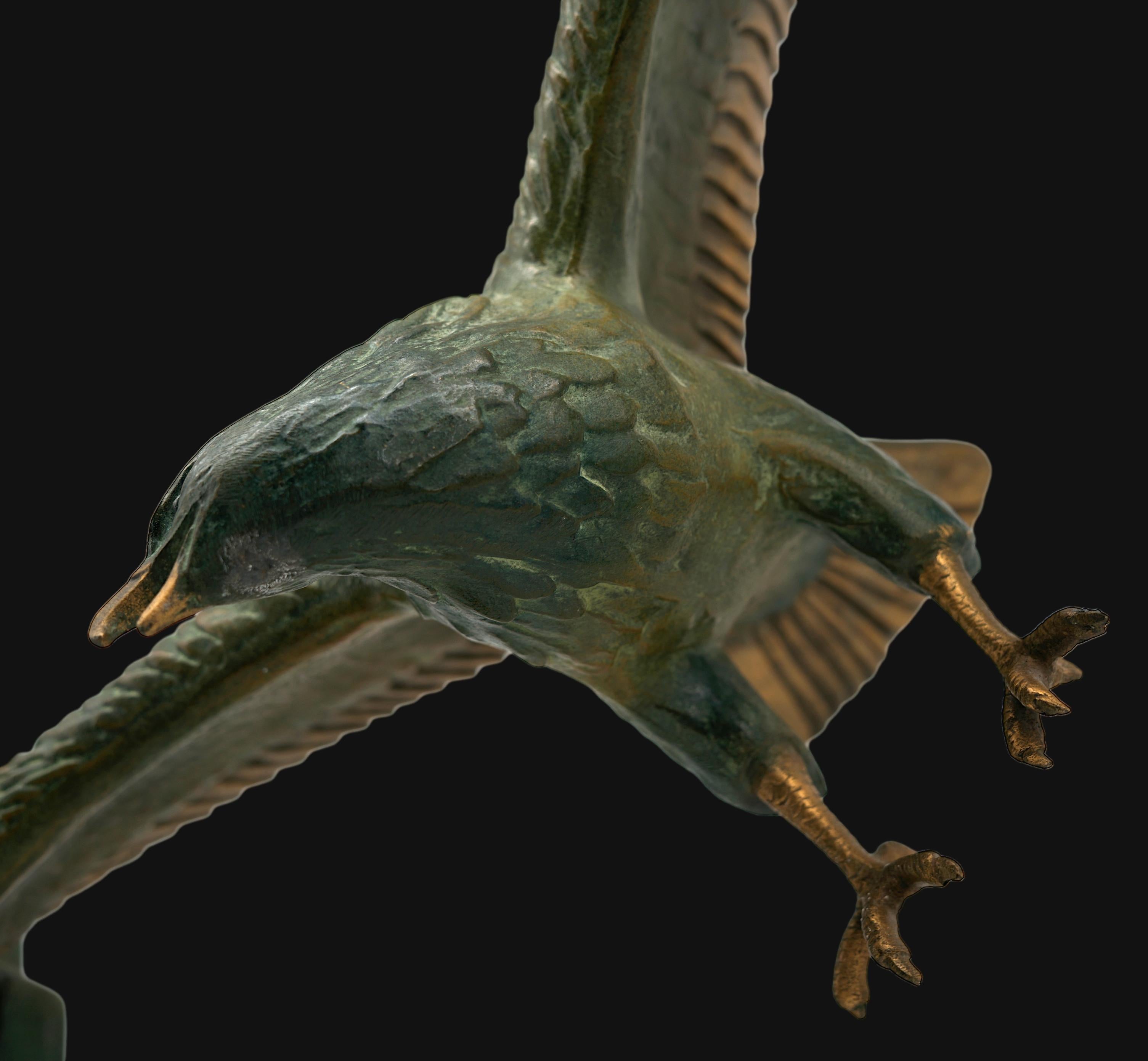 Large French Art Deco Golden Eagle Sculpture, 1920 For Sale 3