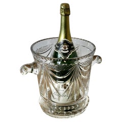 Gran Cubitera de Champaña de Cristal Soplado Art Decó Francés, Enfriador de Vino