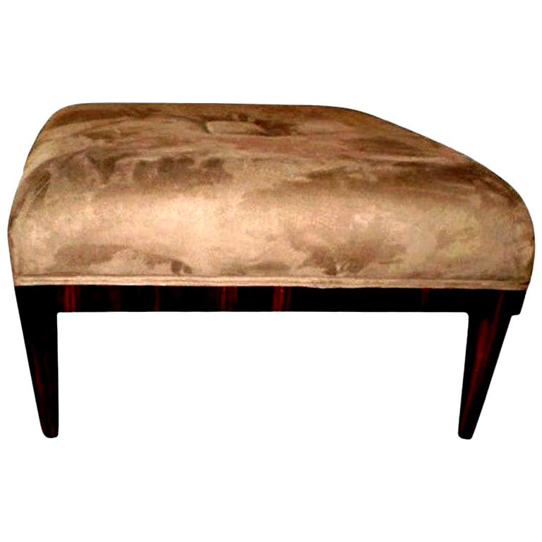 Large Art Deco Leather Walnut Ottoman For Sale at 1stDibs