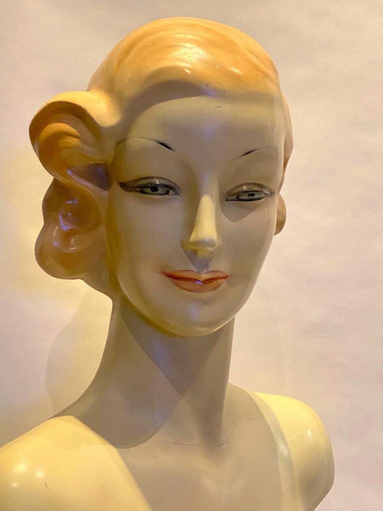 Large French Art Deco Mannequin Display of 1930s Chic Woman For Sale at