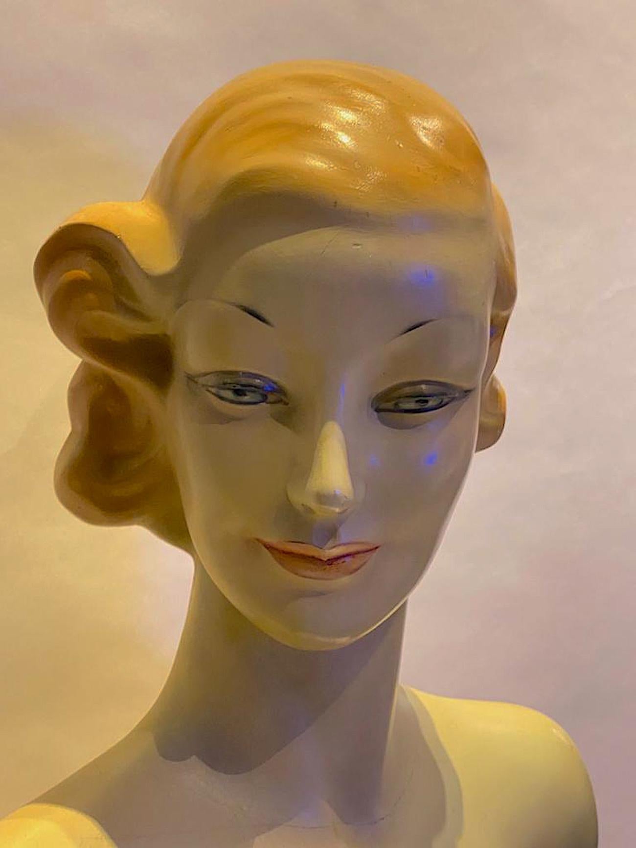 Early 20th Century Large French Art Deco Mannequin Display of 1930s Chic Woman For Sale