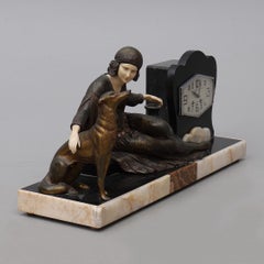 Large French Art Deco Marble Mantel Clock