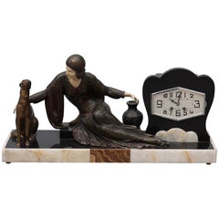 Vintage Large French Art Deco Marble Mantel Clock