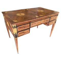Large French Art Deco Marquetry Inlaid Writing Desk, Circa 1900