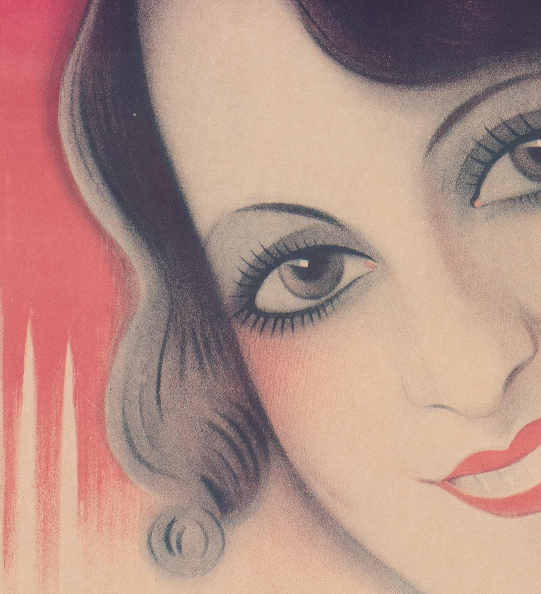 Grande affiche de film Art déco de Stella Dargis par Dola Bon état - En vente à Chicago, IL