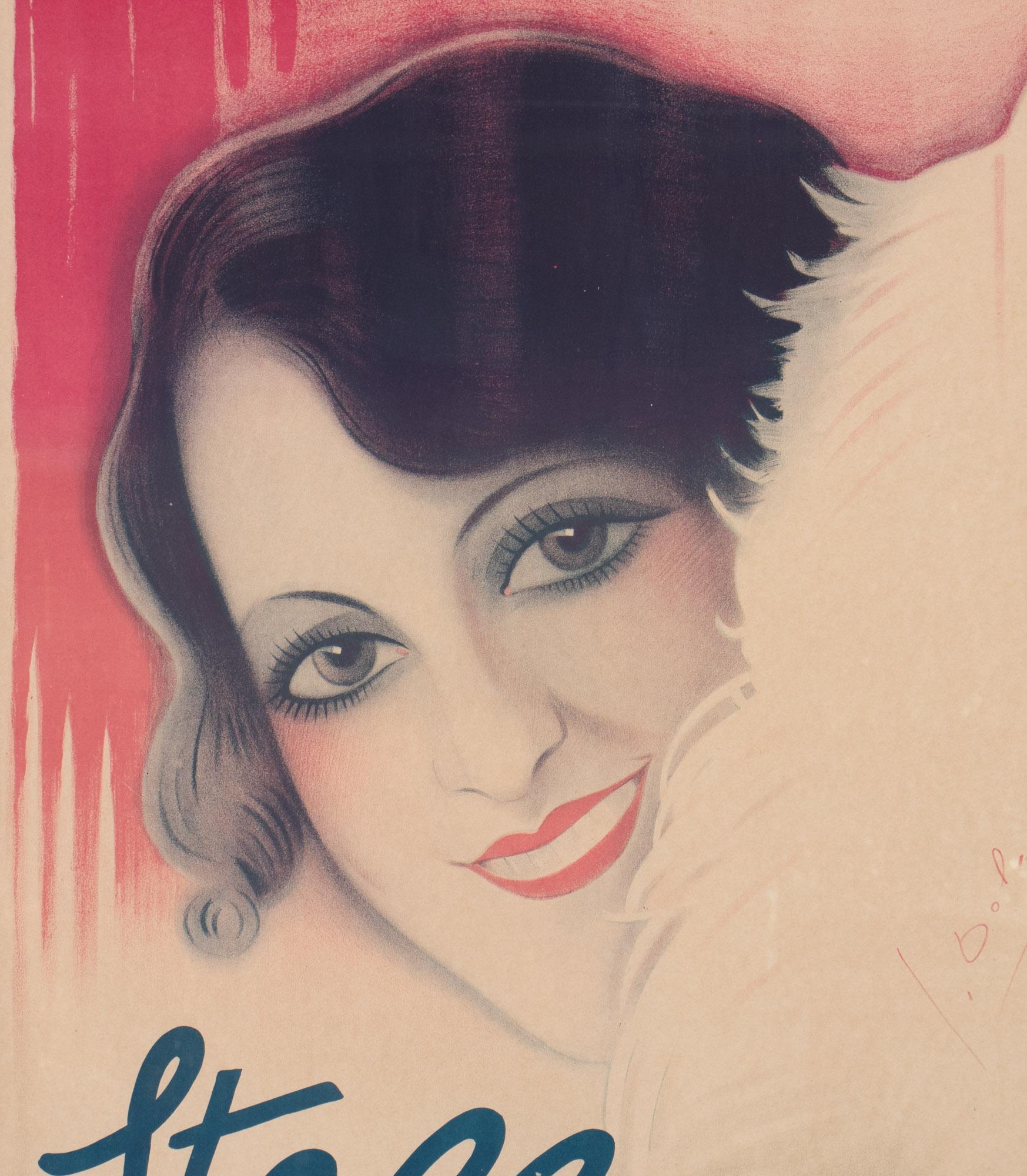 Grande affiche de film Art déco de Stella Dargis par Dola en vente 1