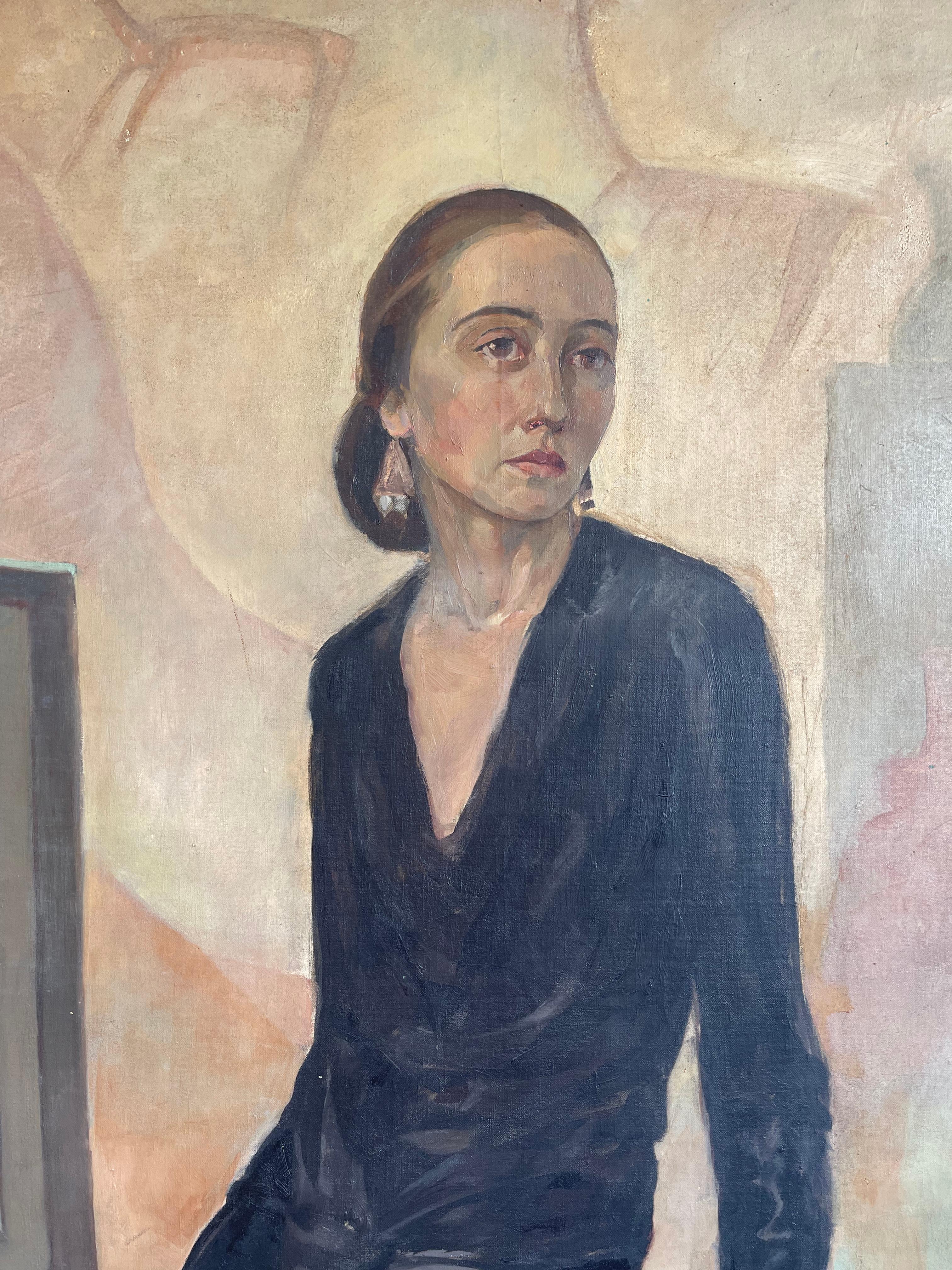 Canvas Large French Art Deco Portrait of Madam Dunan