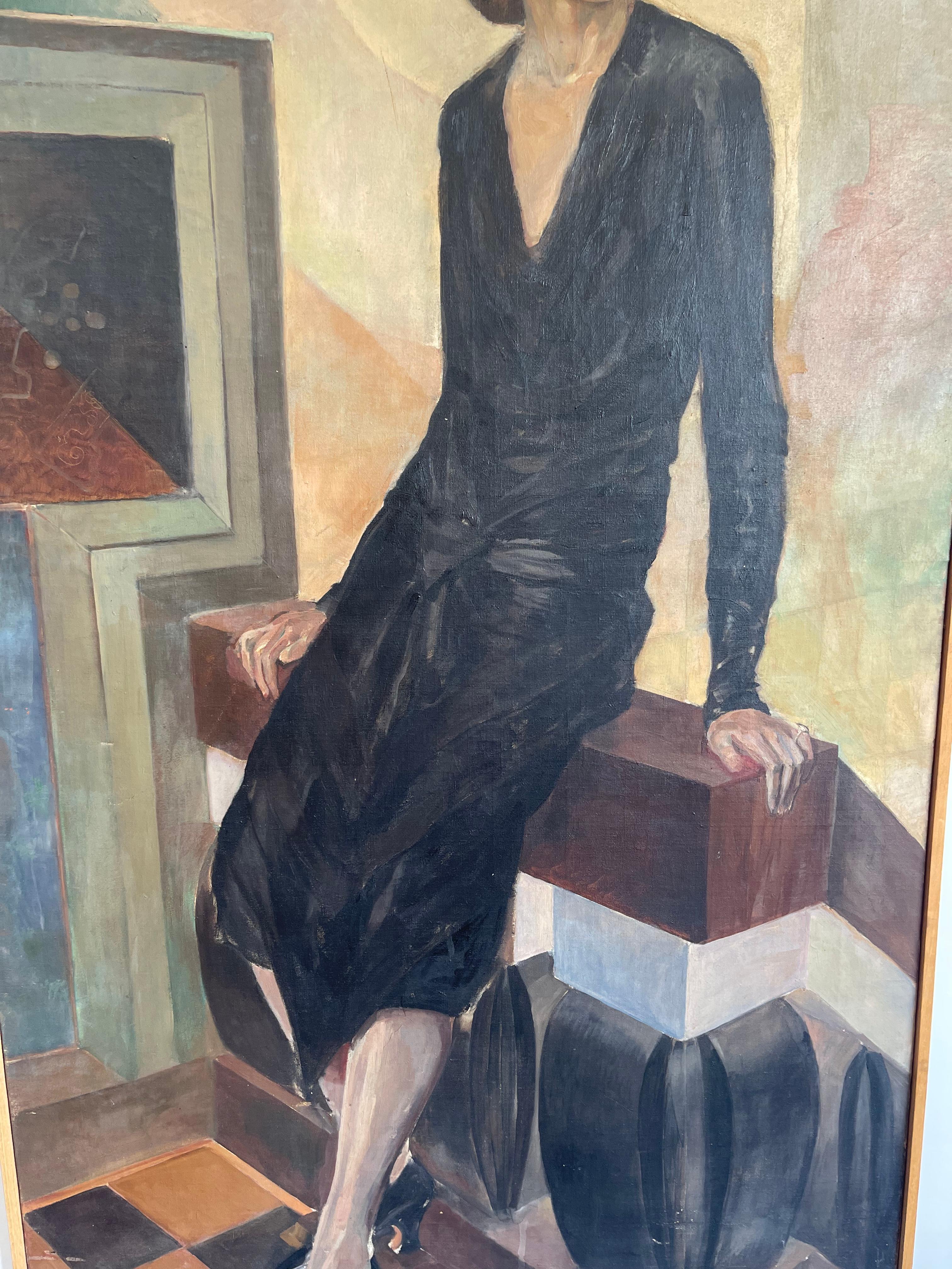 Large French Art Deco Portrait of Madam Dunan 1