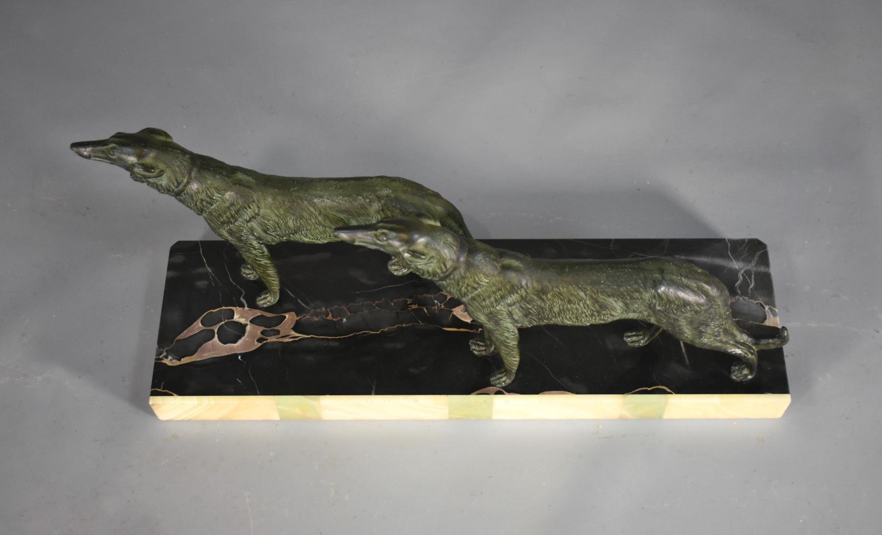 Large French Art Deco Sculpture Borzoi Dogs For Sale 4