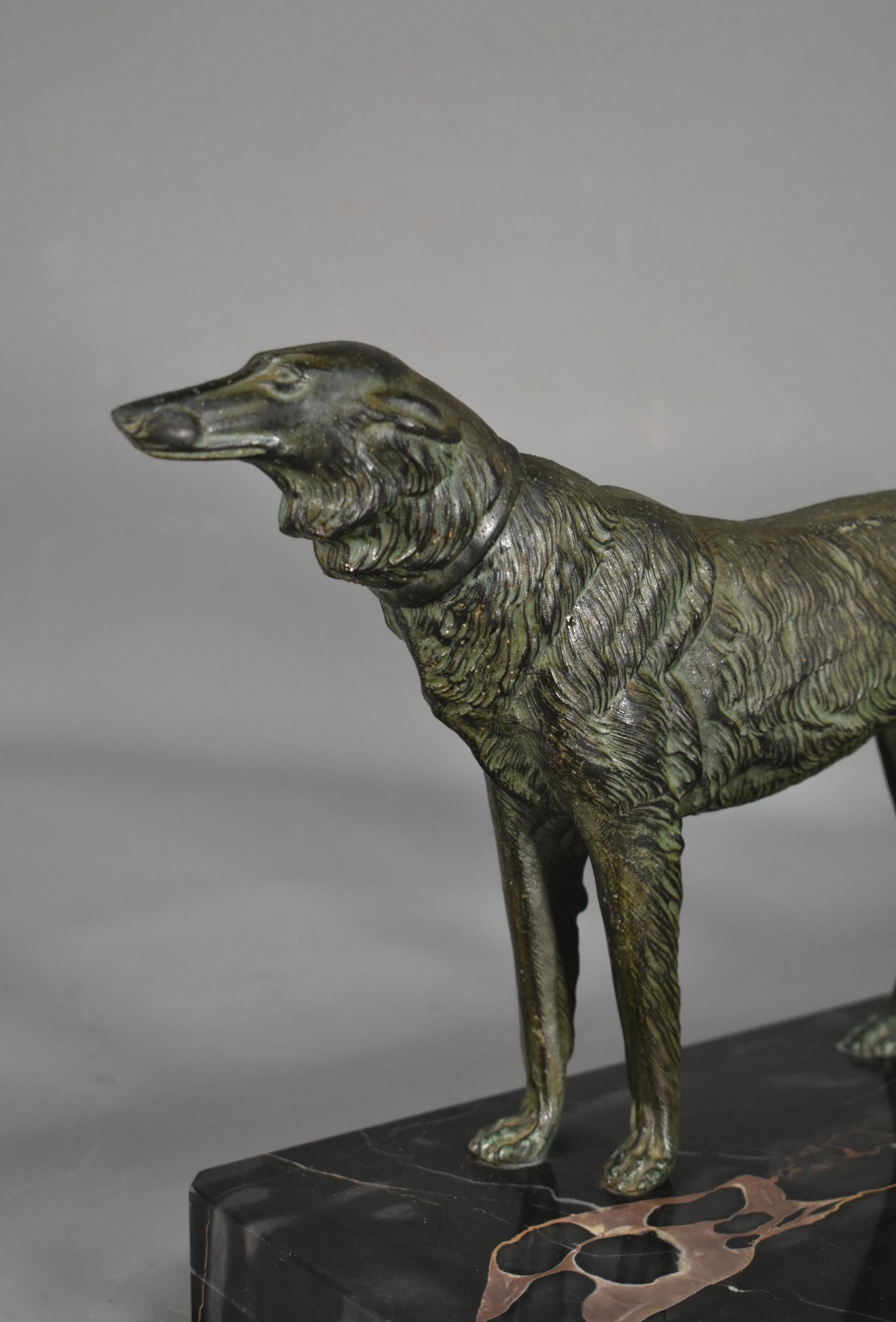 Large French Art Deco Sculpture Borzoi Dogs In Good Condition For Sale In SAINTE-COLOMBE, FR