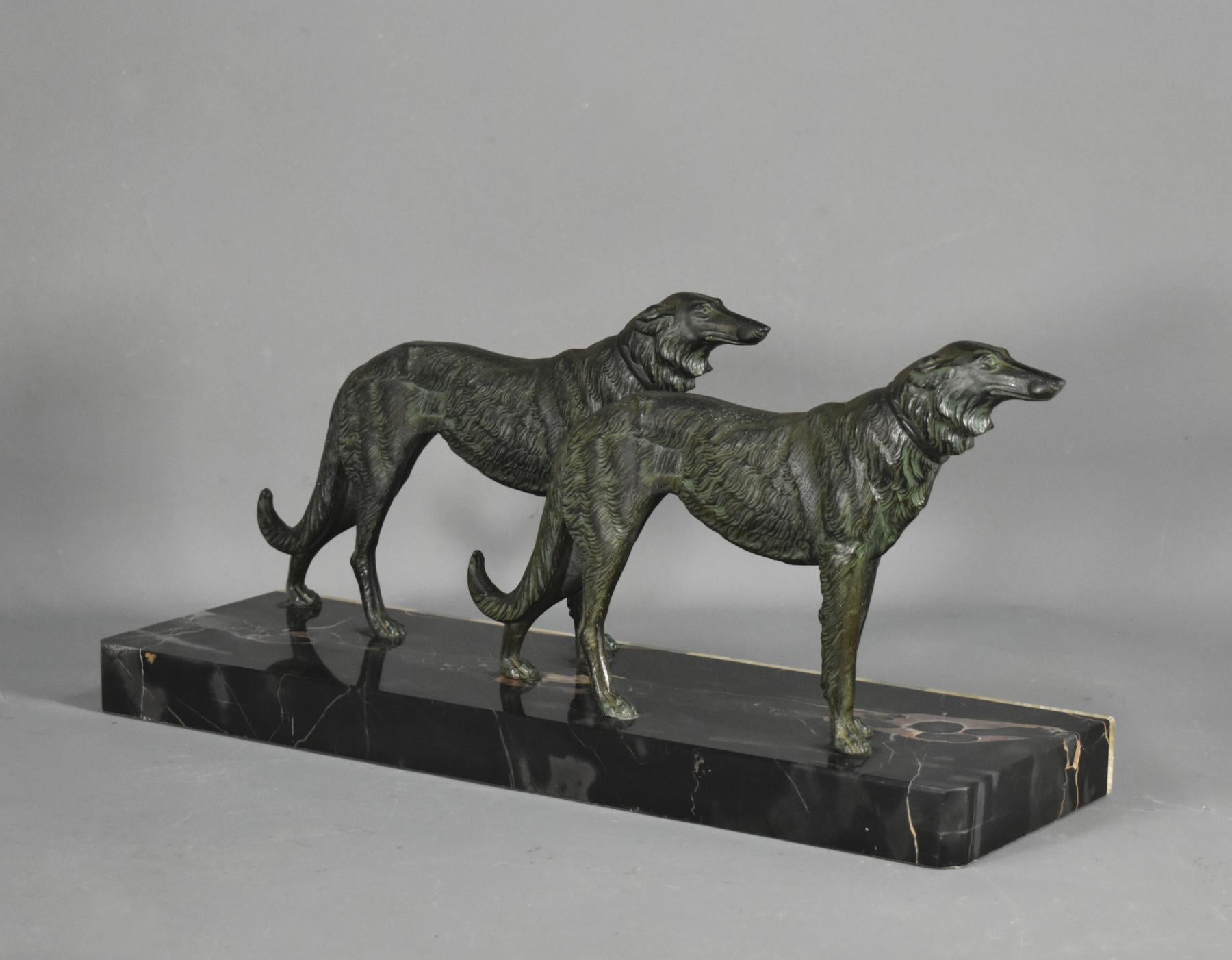Large French Art Deco Sculpture Borzoi Dogs For Sale 2