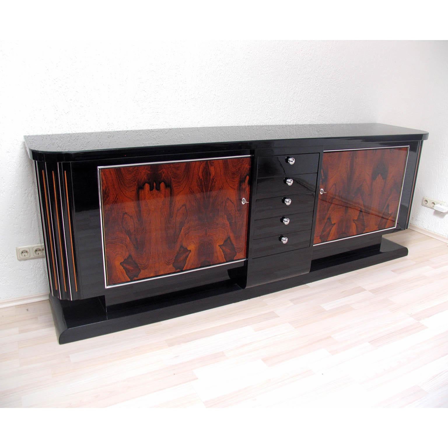 Lacquered Art Deco Large Sideboard, France 1930s