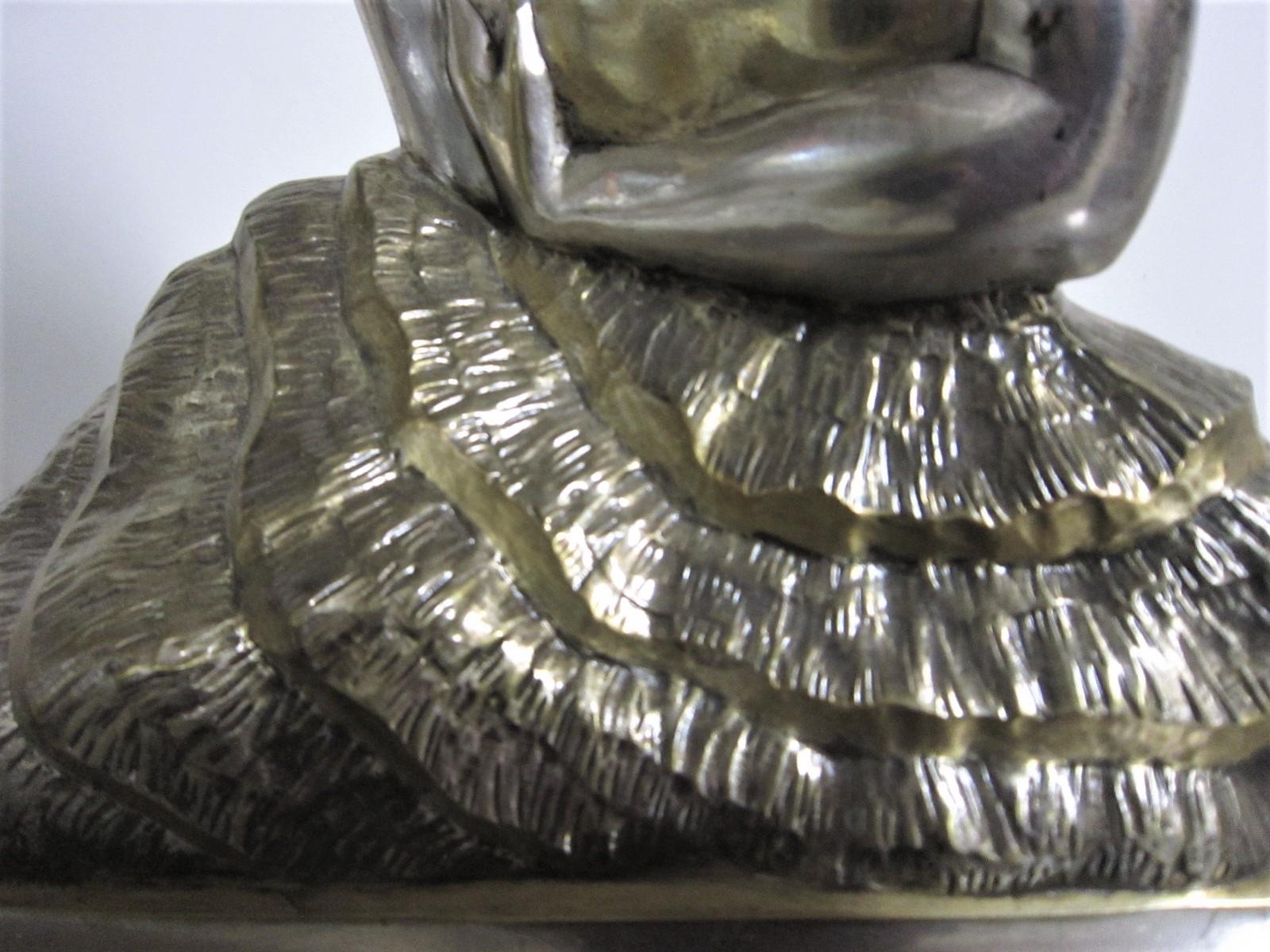 Große französische Art-Déco-Frau in Kanus, Silber und vergoldete Bronze, M.L Simard im Angebot 6