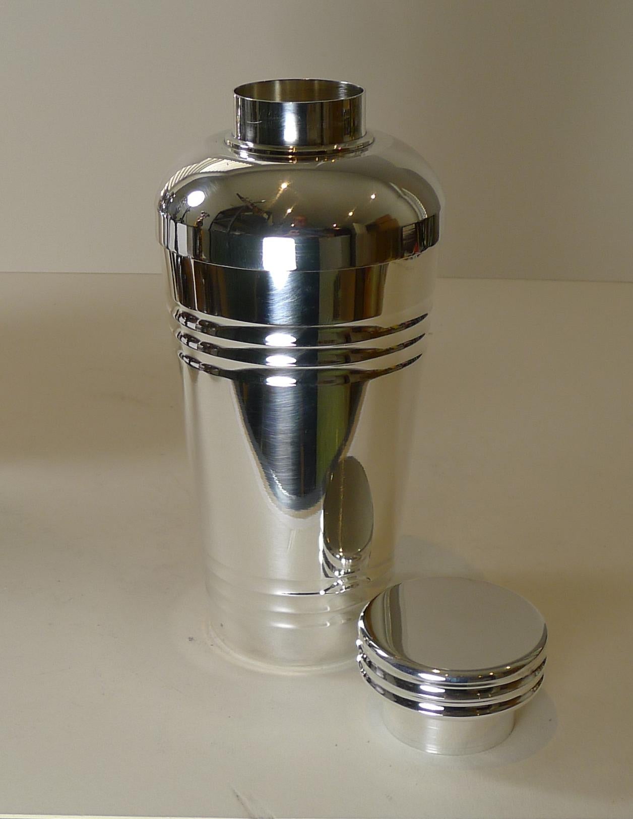 Large French Art Deco Silver Plated Cocktail Shaker, c.1925 2