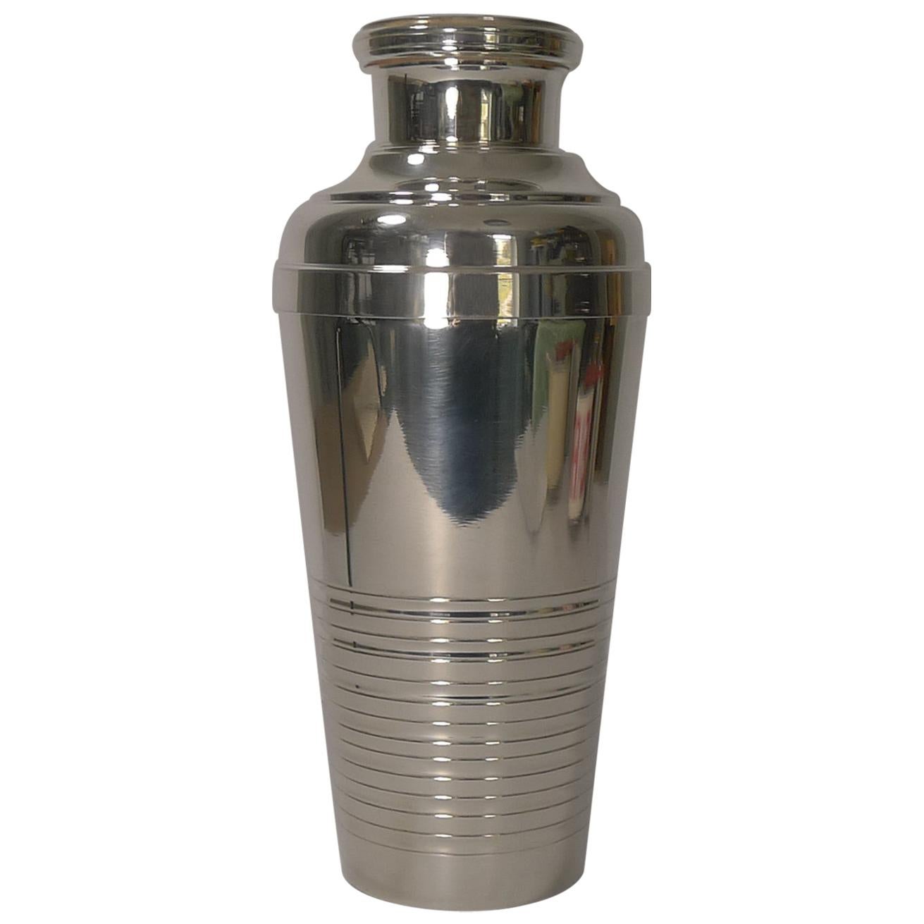 Large French Art Deco Silver Plated Cocktail Shaker, circa 1930