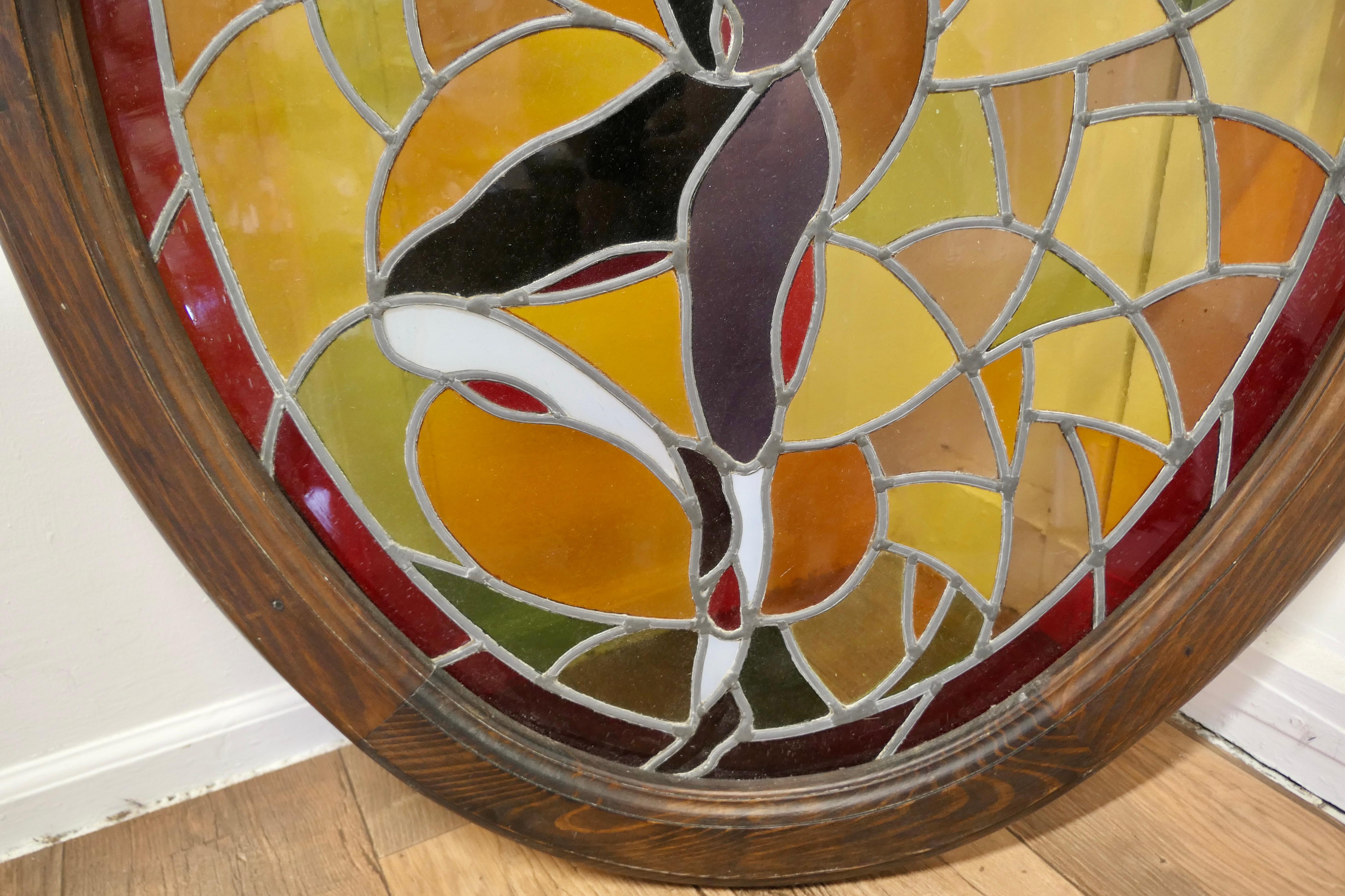 Large French Art Deco Stained Glass Panel for a Window or Door For Sale 5
