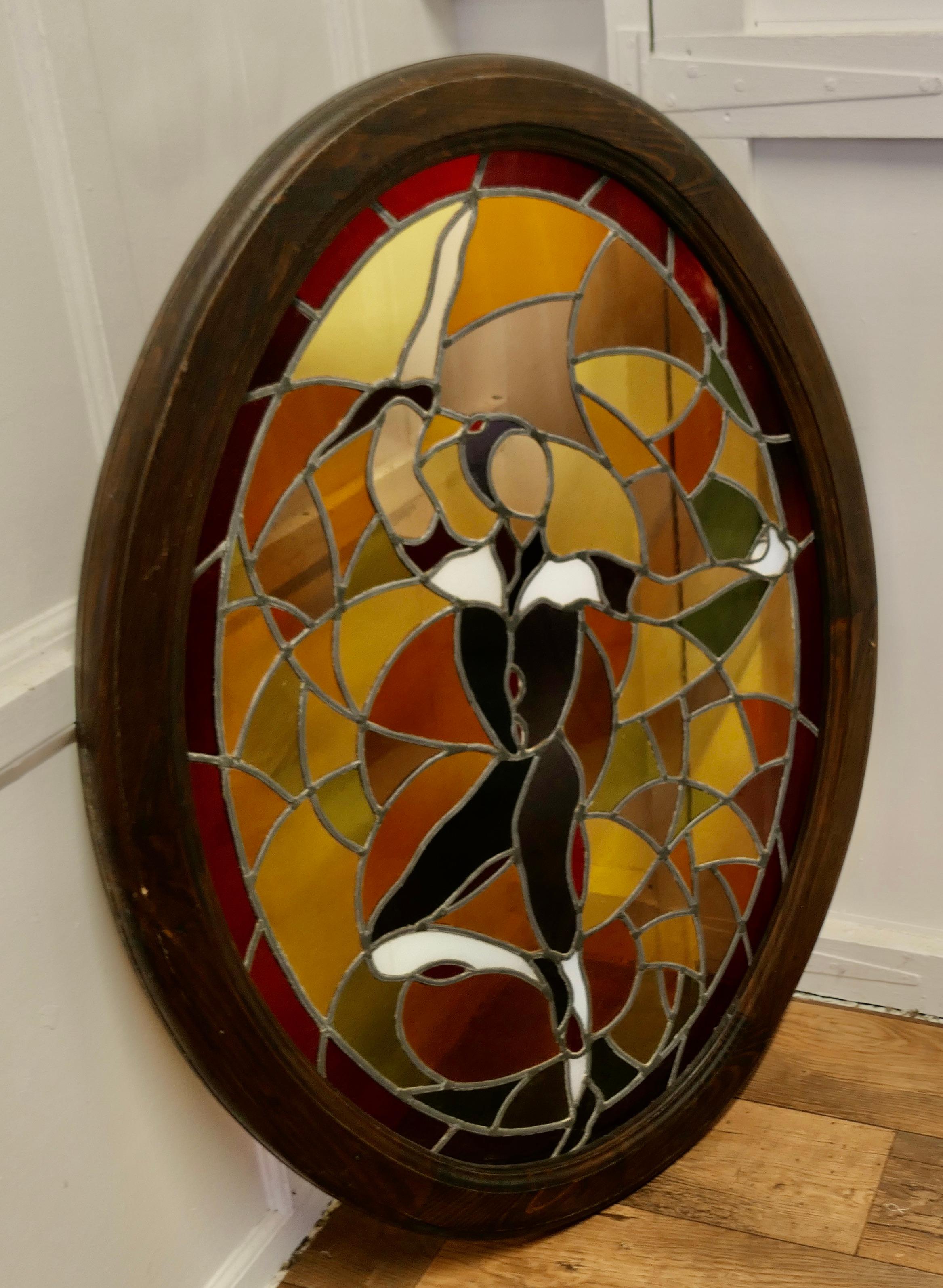 Large French Art Deco Stained Glass Panel for a Window or Door For Sale 6