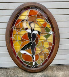 Large French Art Deco Stained Glass Panel for a Window or Door
