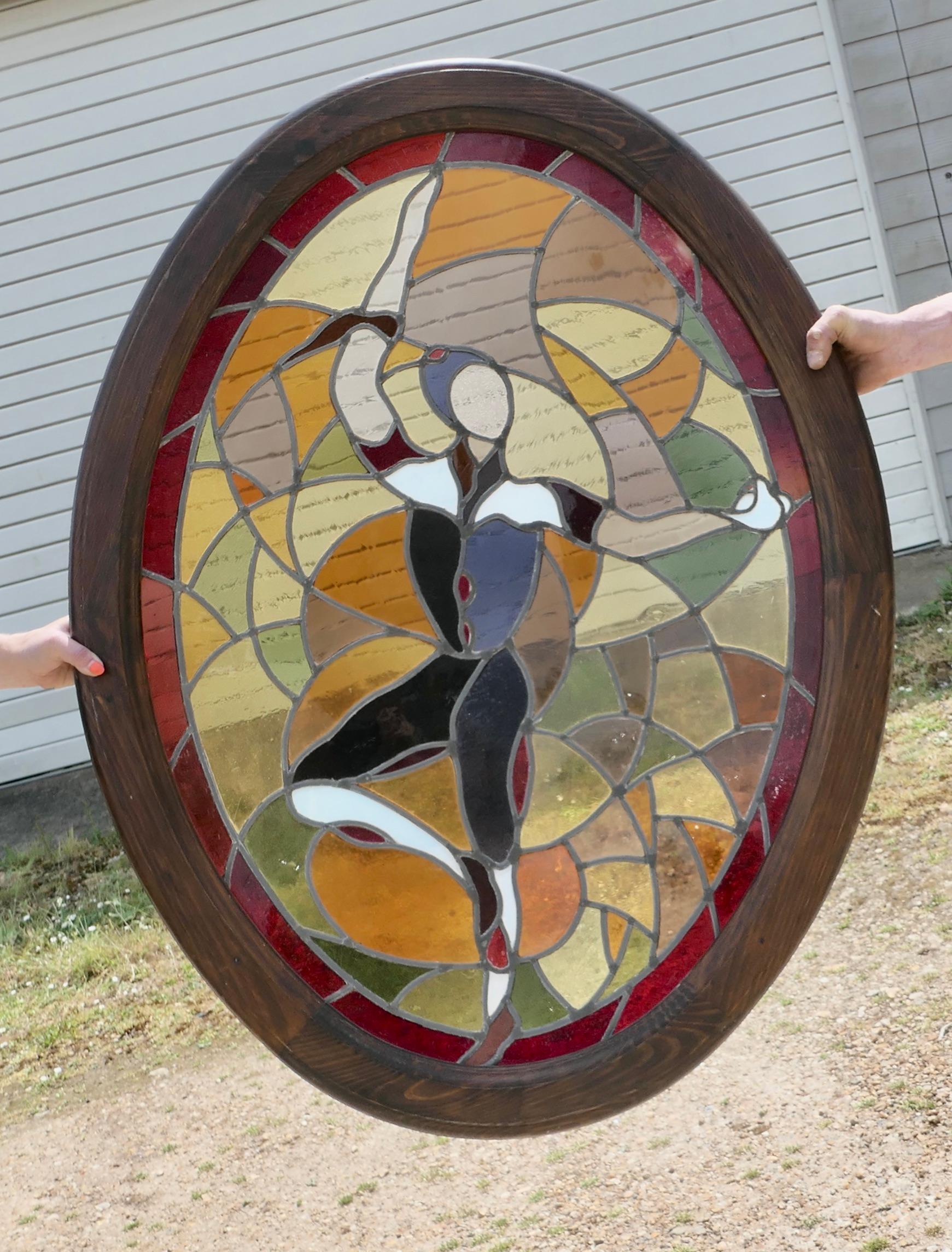 Art Glass Large French Art Deco Stained Glass Panel for a Window or Door For Sale