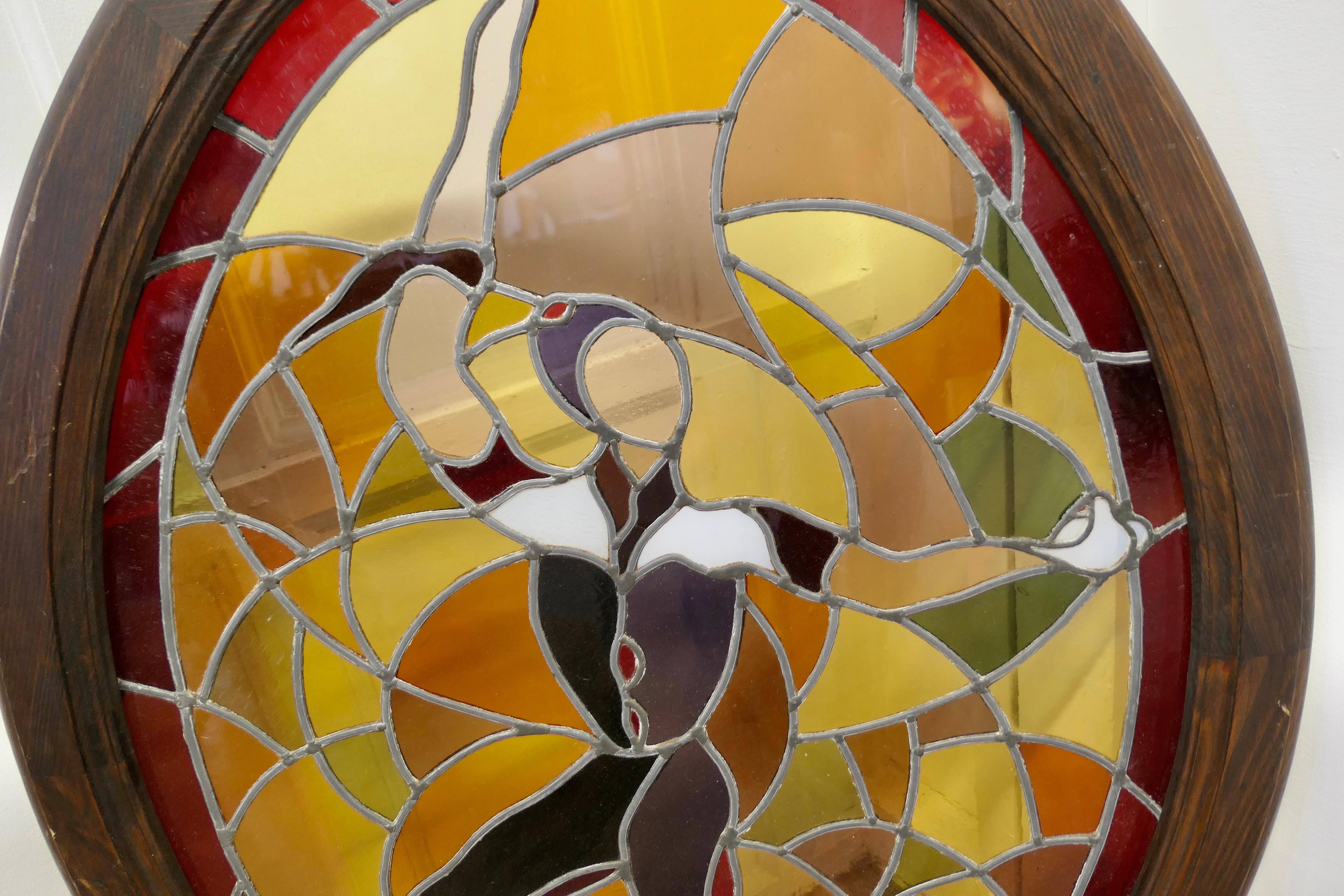 Large French Art Deco Stained Glass Panel for a Window or Door For Sale 4