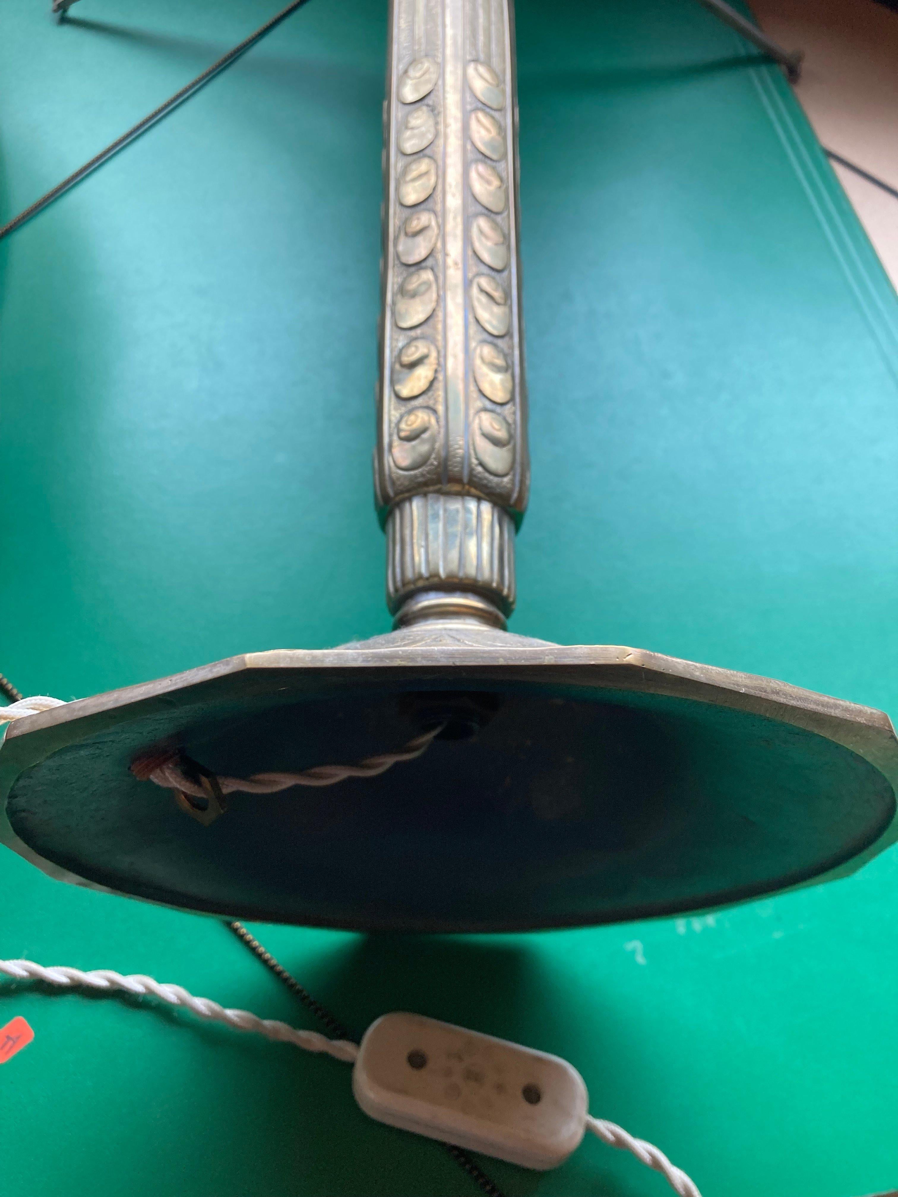 Large French Art Deco Table Lamp, Signed in the Shade A.Kovacs, France For Sale 13