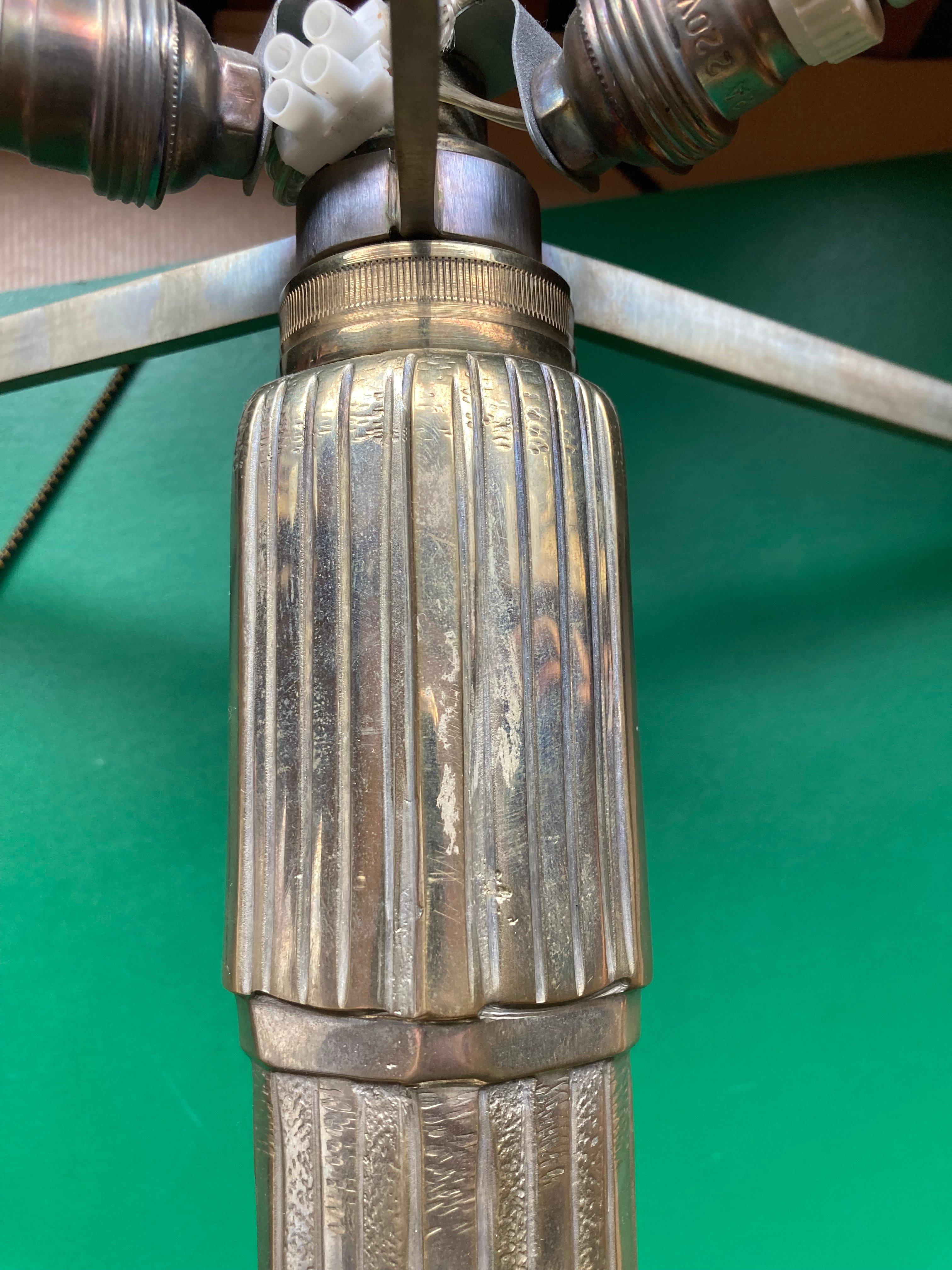 Early 20th Century Large French Art Deco Table Lamp, Signed in the Shade A.Kovacs, France For Sale
