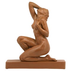 Grande sculpture Art déco française en terre cuite d'Ugo Cipriani, 1920