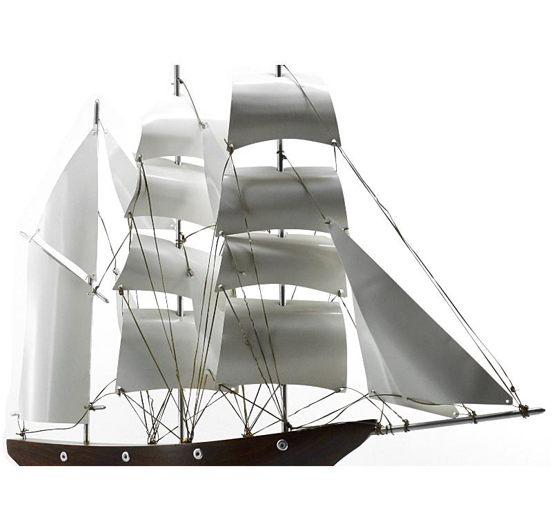 Large French Art Deco Three-Masted Barque Ship Model, 1930s In Excellent Condition For Sale In Saint-Amans-des-Cots, FR